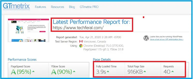 GT Metrix Score Before migrating to Mewnix Hosting.